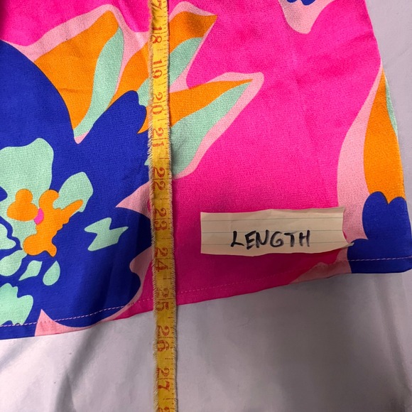 Entro Pink Bold Print Artsy Valentines Love Floral Balloon SL V Neck Blouse Sz S - Picture 11 of 13